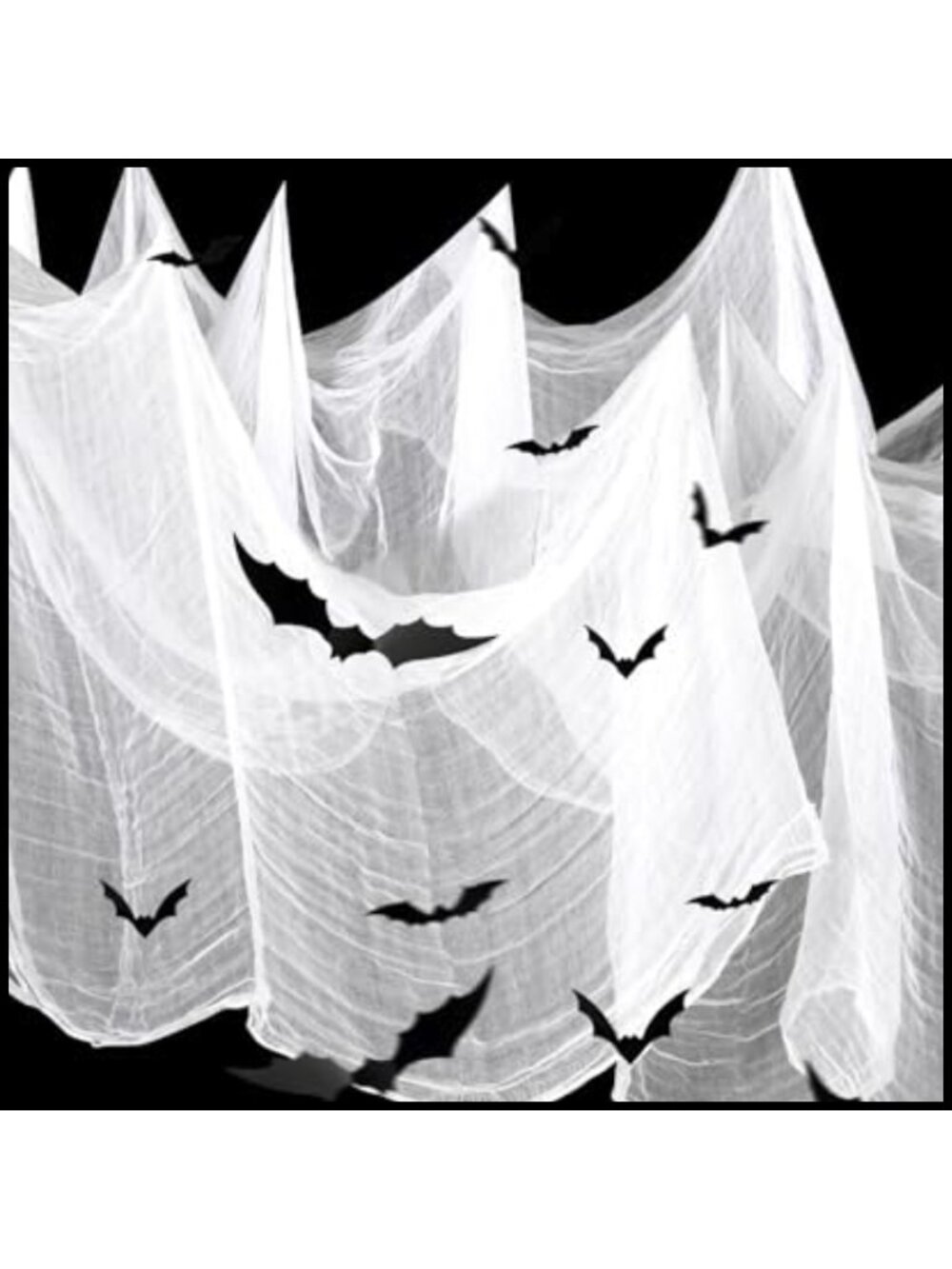Halloween Creepy Cloth 63x196 in Cotton Gauze with 40 3D Bat Stickers